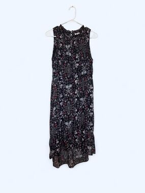 Knox Rose Black Floral Ruffled Midi Dress